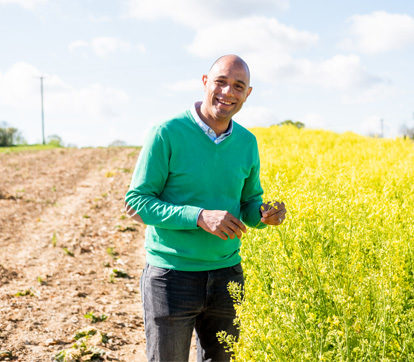 man in a field